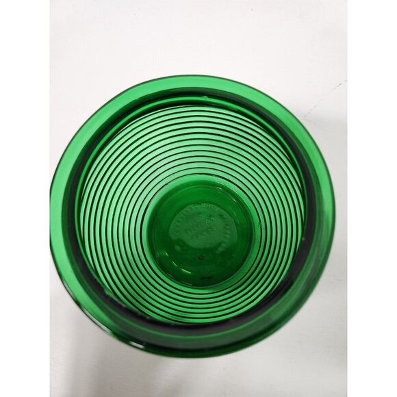 Vintage National Potteries Cleveland OH Green Ribbed Glass Planter Flower Pot - Picture 5 of 10